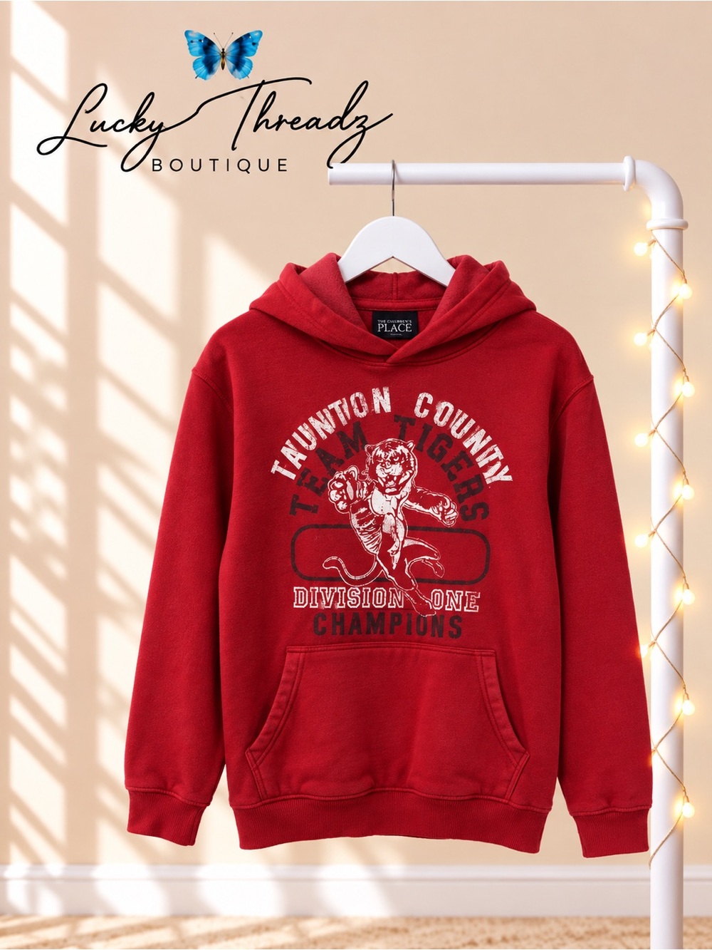 The Childrens Place Red Hoodie Youth XL 14 Taunton County Tigers Graphic